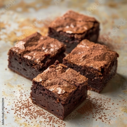 a thick layered brownies rich in chocolate