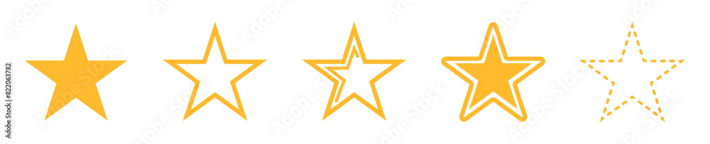 Obraz premium Vector icons on the theme Set pictograms. Vector illustration of the graphic symbol of the star is isolated. gold form on a white aphid.