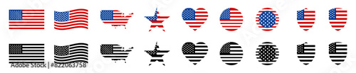 Obraz na płótnie United States of America flag icon. USA country map sign. United States flag icon. Vector illustration on a white background. EPS 10 w salonie