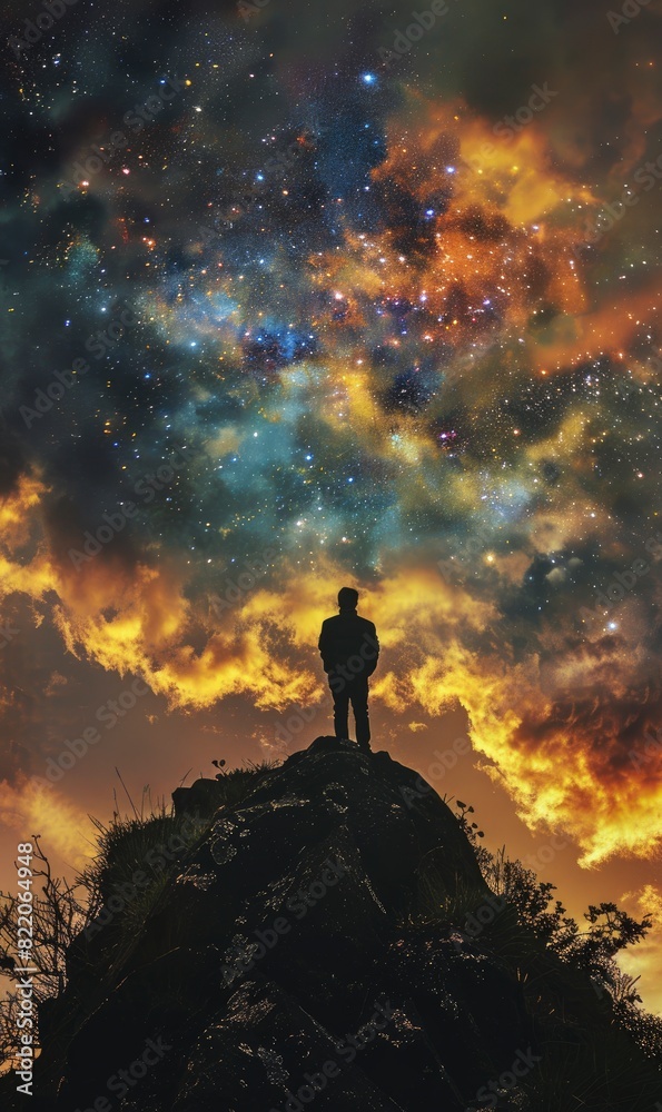 Fototapeta premium Abstract Galaxy-Themed Landscape,Photorealistic HD