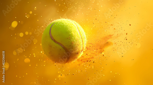 Tennis ball flying in the air