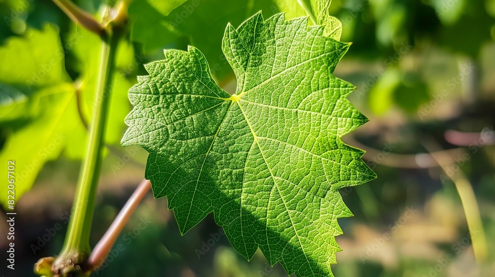 Closeup of Green Leaf on Vine in Sunlight Closeup of Green Leaf on Vine in Sunlight