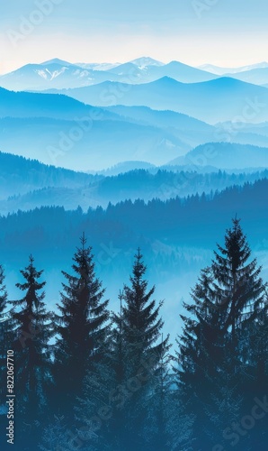 Abstract Mountainous Landscape With Abstract Trees Photorealistic HD