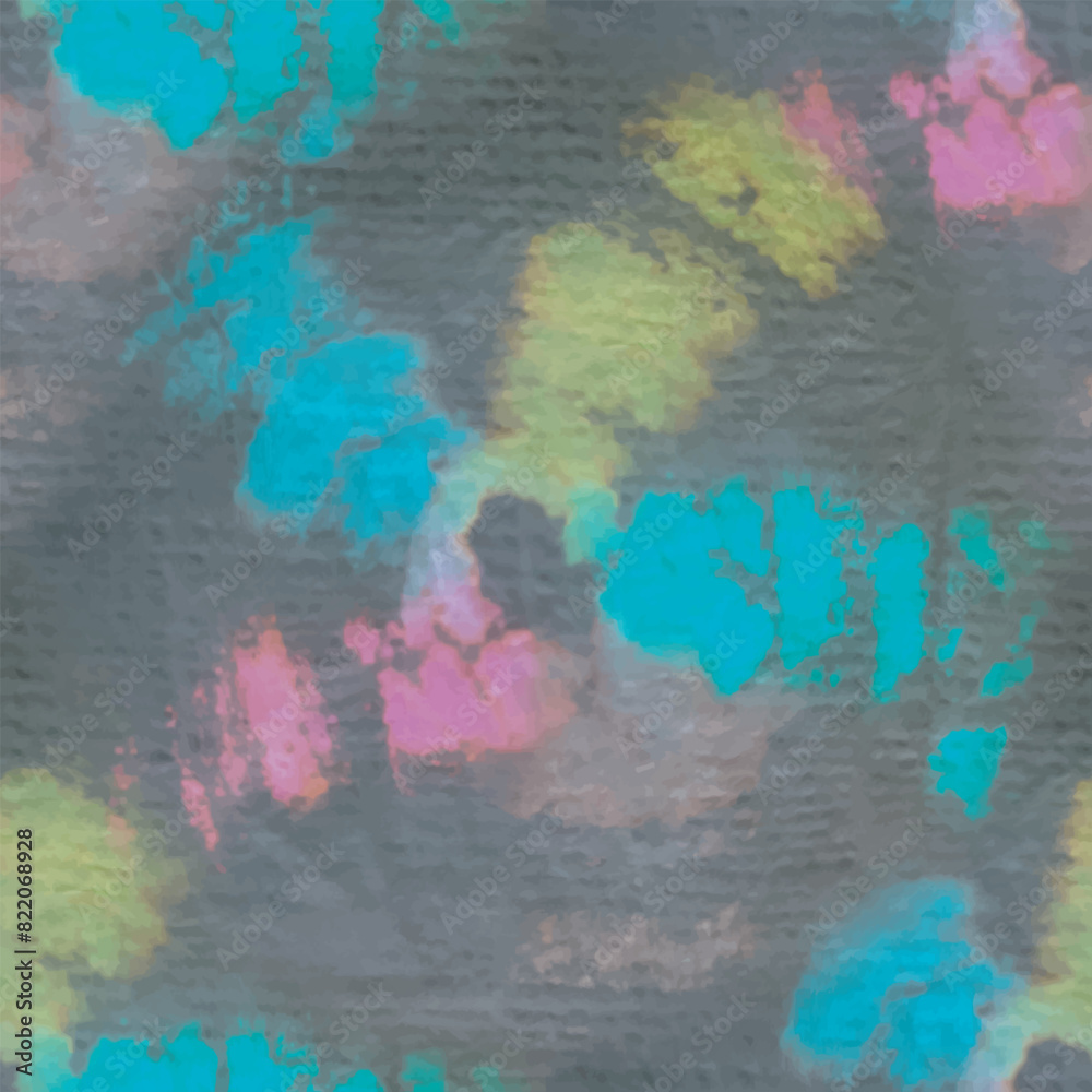 Naklejka premium Tie Dye Paint Vector. Spiral Black Circle. Green Print Pattern. Neon Dark Print. Blue Curve Watercolour. Seamless Dyed Fabric. Circle Tie Dye Batik. Tie Dye Swirl Circle. Paint Old Round Pattern.