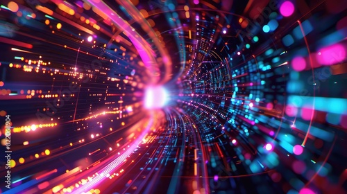 Wallpaper Mural An electrifying cyberpunk background with bright, multicolored lines and digital waves, giving a sense of motion and high-tech innovation Torontodigital.ca