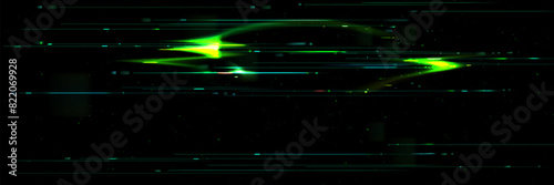 Green glitch screen bg. Vhs tv noise effect vector. Digital pixel texture for error video signal. Abstract futuristic neon rewind grunge overlay. Broken computer graphic with grain and scratch lag