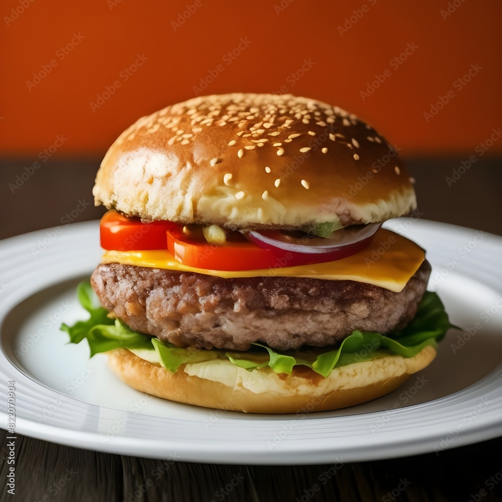 Burger on plate Burger on plate