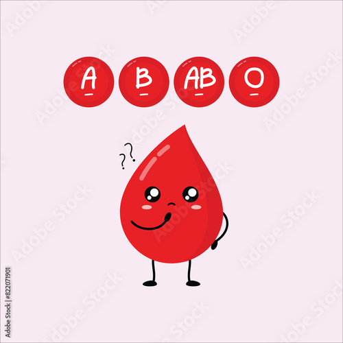 Cute funny blood drop. Vector illustration design flat line cartoon kawaii character illustration icon. Eps 10.