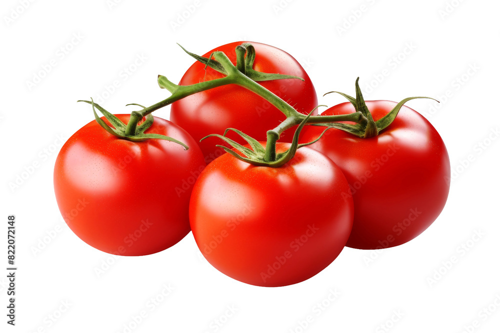 Four Vibrant Tomatoes Dancing on a Clean Canvas on a Clear PNG or White Background. Four Vibrant Tomatoes Dancing on a Clean Canvas on a Clear PNG or White Background.