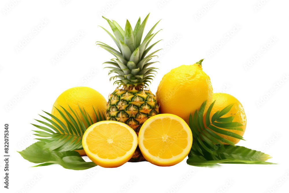 Citrus Symphony on White Canvas on a Clear PNG or White Background. Citrus Symphony on White Canvas on a Clear PNG or White Background.