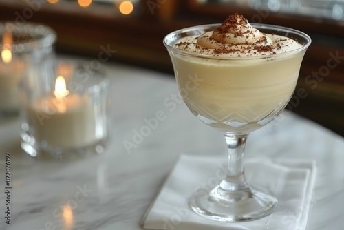 Zabaglione: A light, frothy dessert made from egg yolks, sugar, and Marsala wine, served in a glass. 