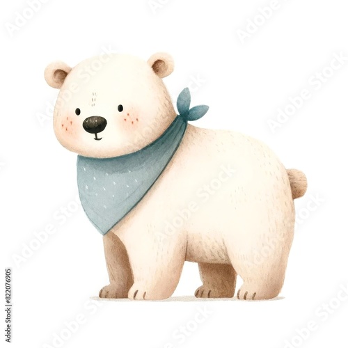 A cartoon bear wearing a blue bandana