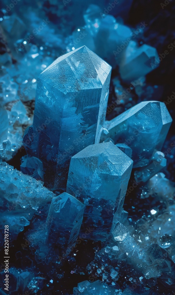 Blue Abstract Crystalline Forms,Photorealistic HD Blue Abstract Crystalline Forms,Photorealistic HD