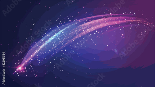 Trace of shooting star in form of arch. Realistic vector