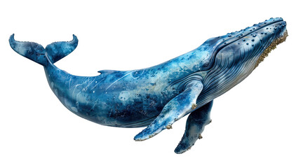side view of big blue whale isolated on transparent background ,whale png ,generative ai