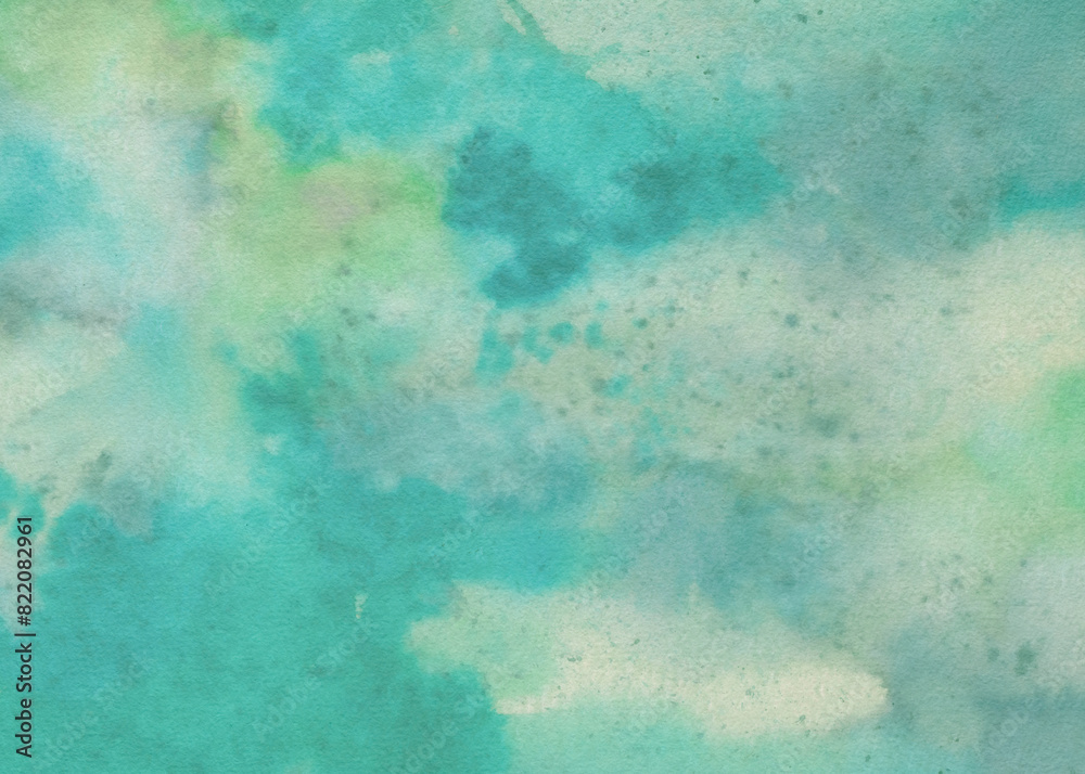 watercolor paper texture abstract background. A painting depicting a sky filled with billowing clouds in the background.