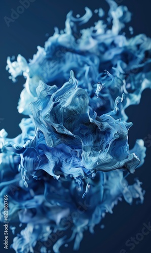 Blue Abstract Fluid Forms,Photorealistic HD