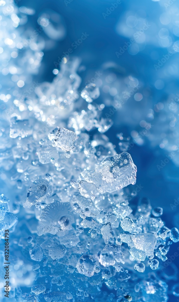 Blue Abstract Frozen Shapes,Photorealistic HD