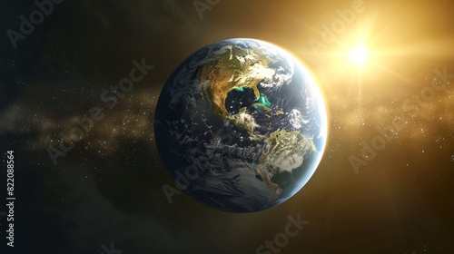 A 3D illustration of Earth with its axis tilted  showing how this tilt affects the angle of sunlight and contributes to the changing seasons in different hemispheres.