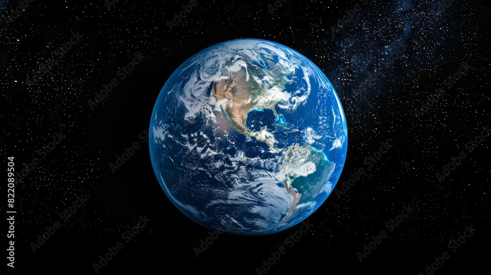 Fototapeta premium A composite image of the Earth, with one half showing the Northern Hemisphere and the other showing the Southern Hemisphere, illustrating the contrast between the two halve