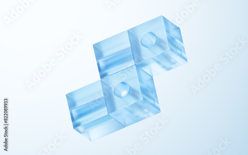 Fototapeta Naklejka Na Ścianę i Meble -  Glass cube with bright light background, 3d rendering.