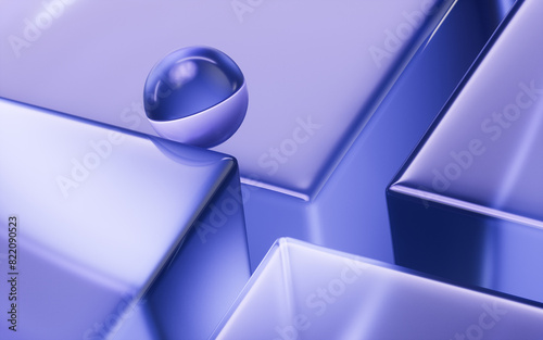 Fototapeta Naklejka Na Ścianę i Meble -  Abstract glass geometry background, 3d rendering.