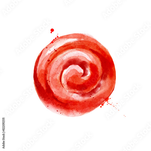 Watercolor hand drawn sketch tomato ketchup sauce. Painted vector isolated illustration on white background for packaging design (ID: 822092511)