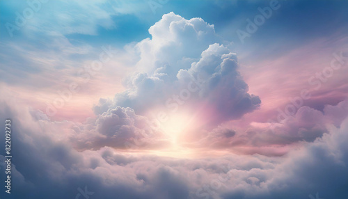 Fototapeta Naklejka Na Ścianę i Meble -  Divine presence depicted with surreal lighting against a pink-toned pastel backdrop, symbolizing spirituality and connection