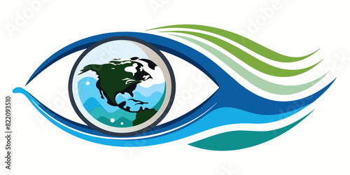 Vector design featuring the Earth within an eye, reflecting our duty to observe and protect our planet.