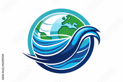  Vector Wave and Earth Symbol on white background