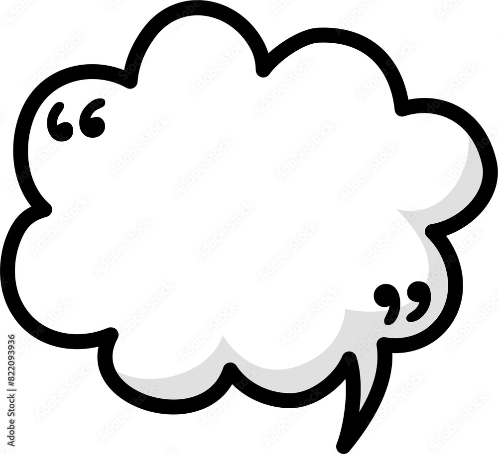 Black and white color speech bubble balloon with quotation marks, icon sticker memo keyword planner text box banner, flat png transparent element design Black and white color speech bubble balloon with quotation marks, icon sticker memo keyword planner text box banner, flat png transparent element design