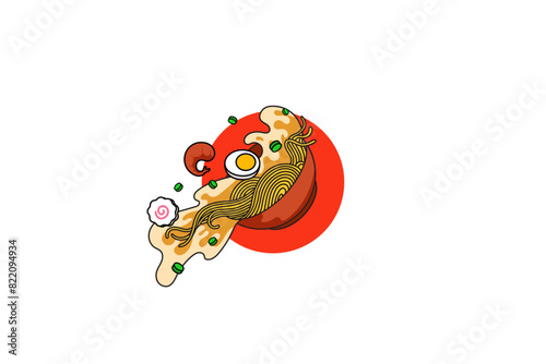 spilled ramen noodles - this is a Asian food from Japan
