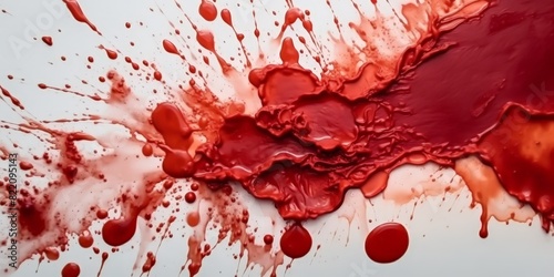 blood splatter  on white background, Drops of blood, blood splash,Red blood splatter stain photo