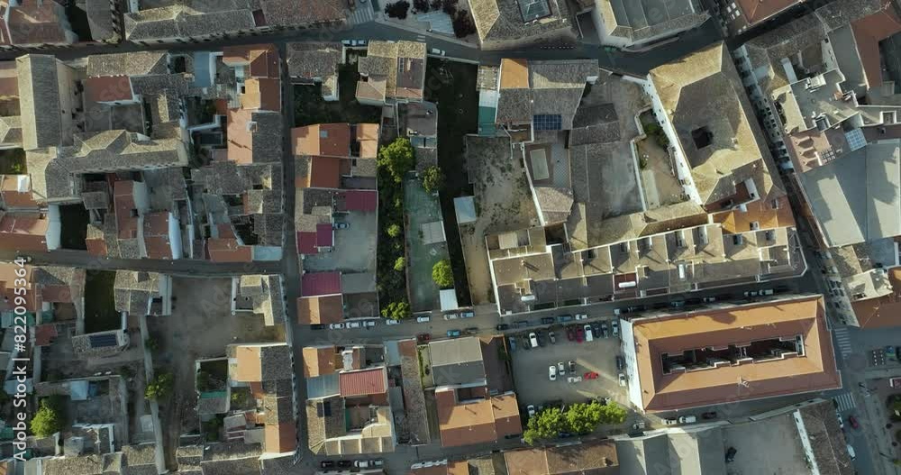 Aerial view of historic old town, San Clemente, Castilla - La Mancha, Spain.