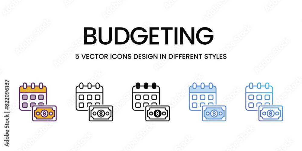Budgeting Icons different style vector stock illustration Budgeting Icons different style vector stock illustration