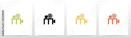 Vintage Film Camera Letter Initial Logo Design M