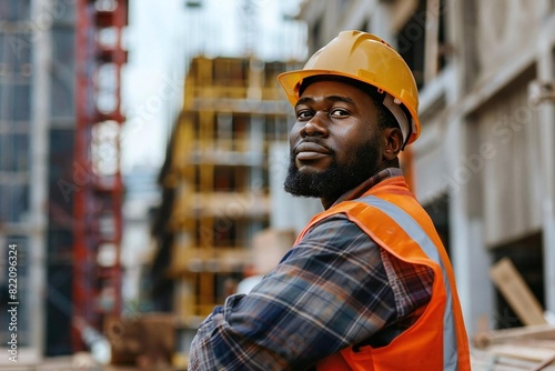 Dedicated African American Construction Worker Contemplating Fulfillment in his Work