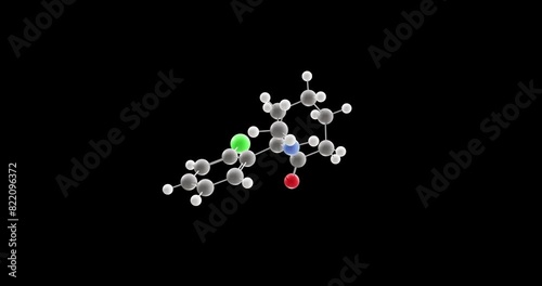 Ketamine molecule, rotating 3D model of dissociative anesthetic, looped video on a black background photo