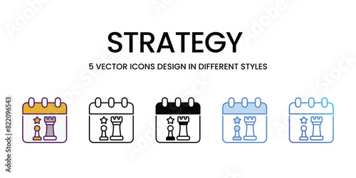 Strategy Icons different style vector stock illustration