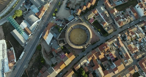Aerial view of Plaza de Toros, La Carolina, Andalusia, Spain.