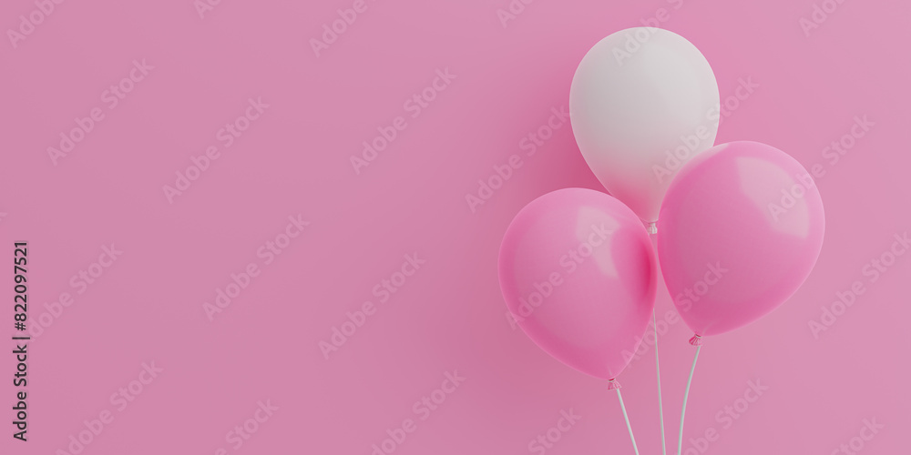 pink balloons copy space backgrounds. 3d rendering pink balloons copy space backgrounds. 3d rendering
