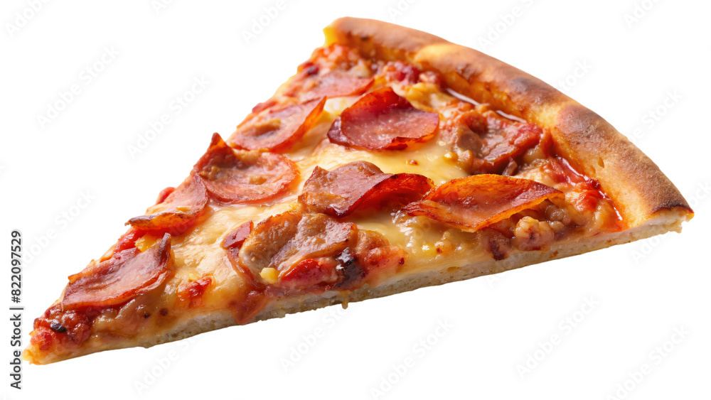 A delicious pizza with melted cheese isolated on a white background A delicious pizza with melted cheese isolated on a white background