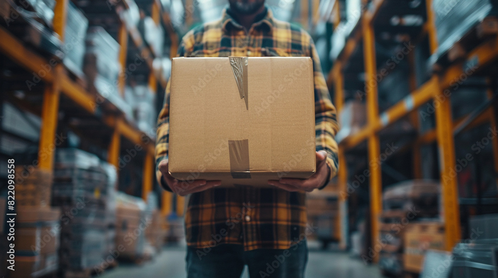 Person practicing safe lifting techniques with a box, proper posture ...