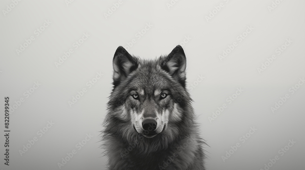 Solitary Wolf with a Misty Backdrop in Minimalist Black and White Aesthetic Solitary Wolf with a Misty Backdrop in Minimalist Black and White Aesthetic