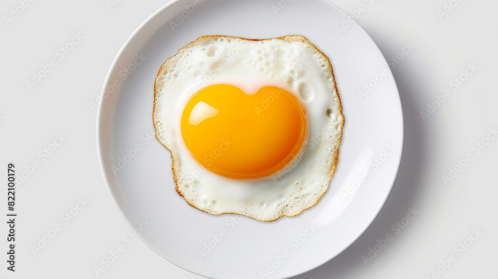 Fried eggs on a heart-shaped plate on a white background, a symbol of love, food for a healthy diet Fried eggs on a heart-shaped plate on a white background, a symbol of love, food for a healthy diet