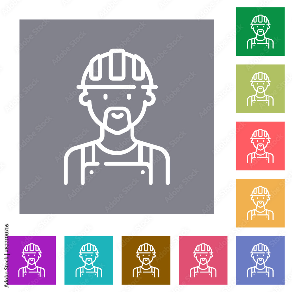 Naklejka premium Worker avatar outline square flat icons