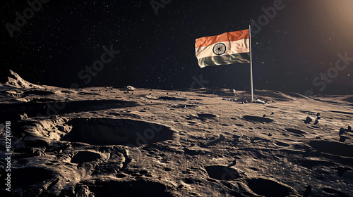 An Indian flag on the moon photo