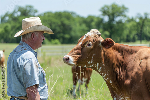 Organic inspector inspecting livestock on farm, adherence to organic farming certification requirements.