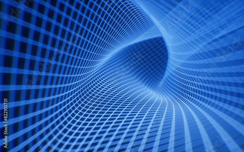 Fototapeta Naklejka Na Ścianę i Meble -  Triangle technology grid tunnel, 3d rendering.