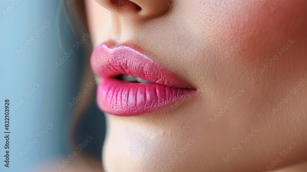 Fototapeta premium close view of young woman beautiful lips